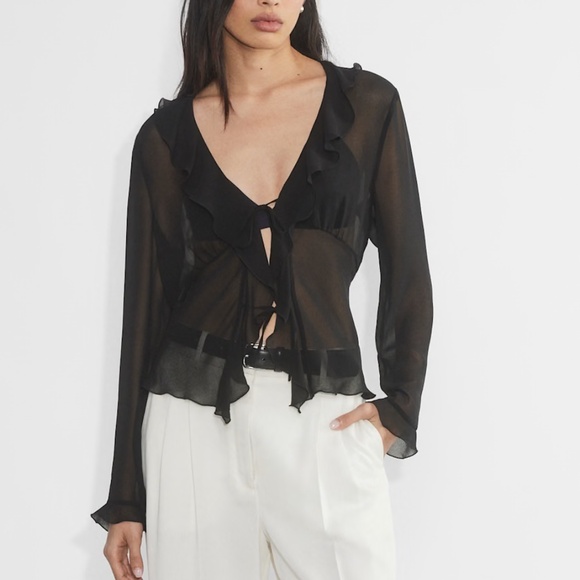Aritzia Frenchy Ruffle Blouse - Picture 1 of 6